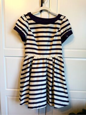 Purple and white striped dress